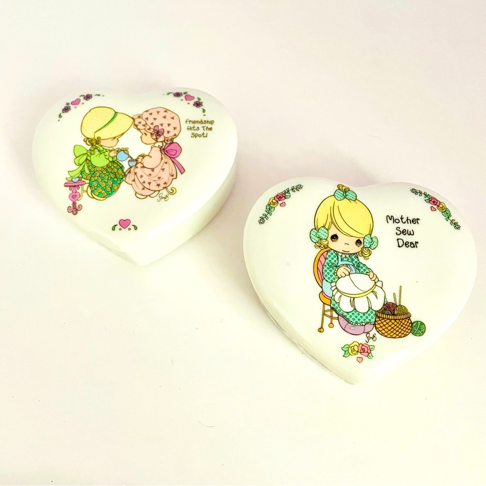 Jewelry Box Precious Moments Trinket Dish Heart Shaped Porcelain Trinket Box